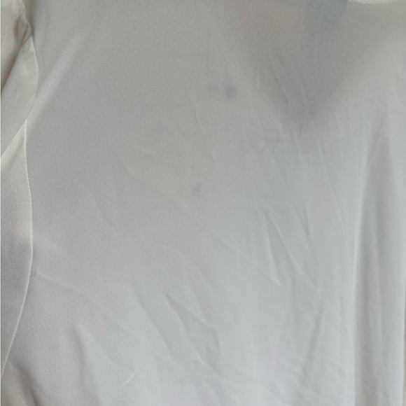 Liz Claiborne White Long Sleeve Blouse with Silver Trim V-Neck - Picture 5 of 5